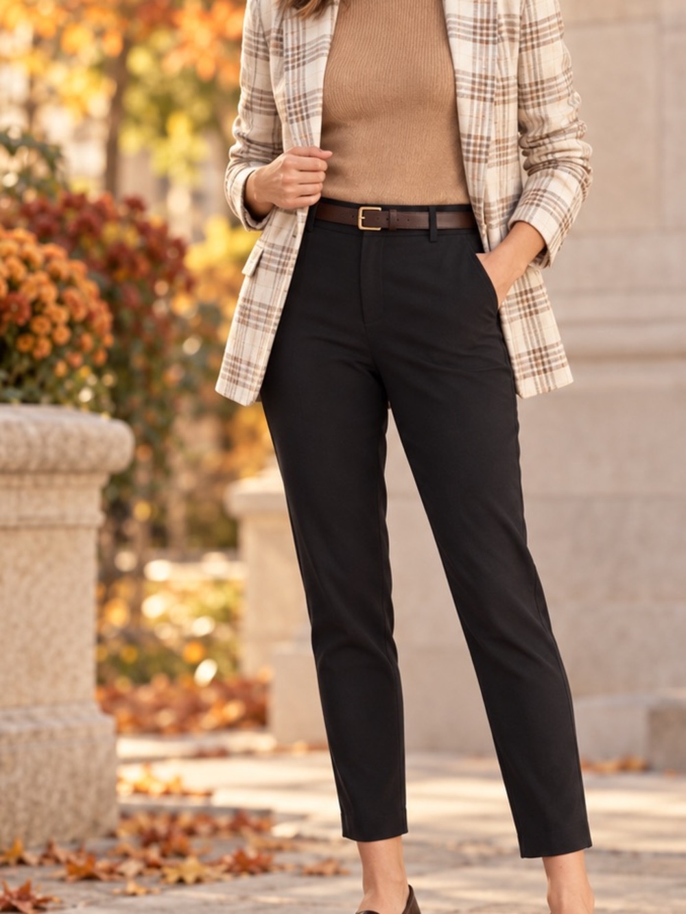 lululemon Black Slim Ankle - these are polished, stretchy travel/work pants